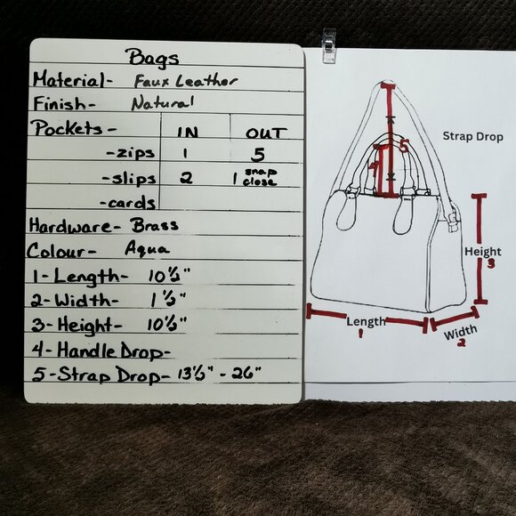 Aqua/Brass Faux Leather Crossbody EUC #245 - Picture 16 of 16